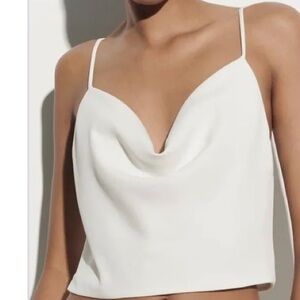 Zara Fluid Neckline Crop Top S NWT